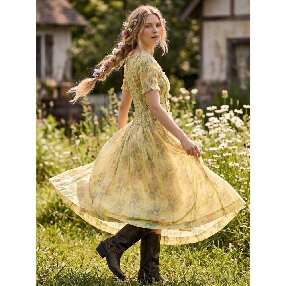 Free People Damson Madder Dainty Ethereal Cottage Raphaela Midi Dress 16 XL - Picture 16 of 16